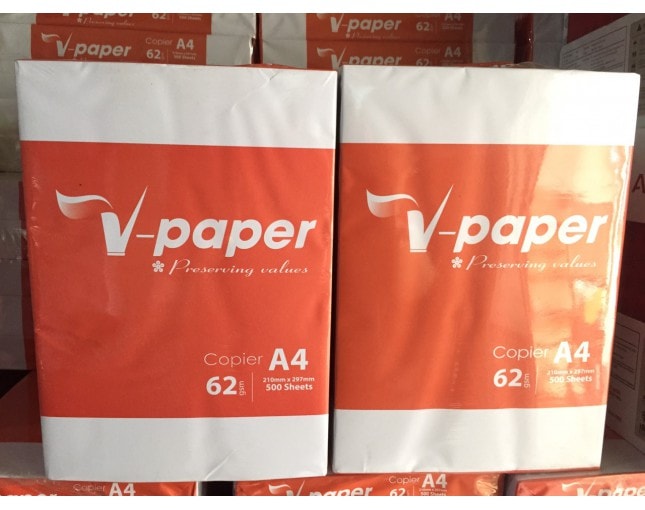 giấy v paper 62g a4 đóng gói màu đỏ cam